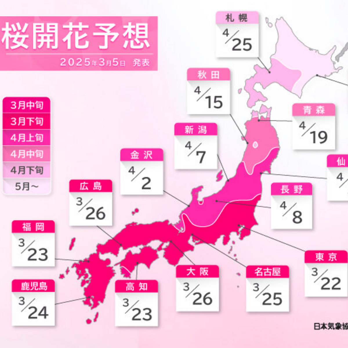 2025年の桜の開花予想 ❀